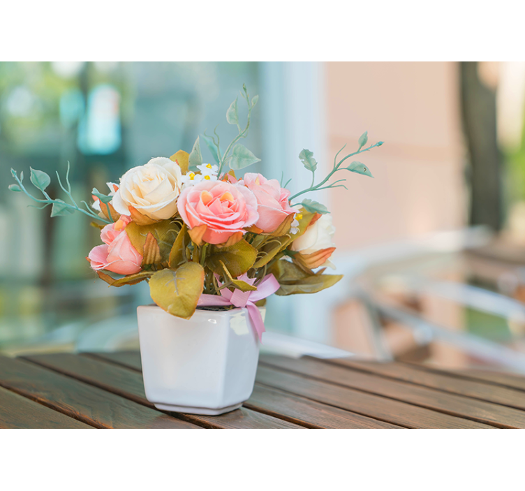 Rollo fenster wohnzimmer rosen auf dem tisch - TenStickers