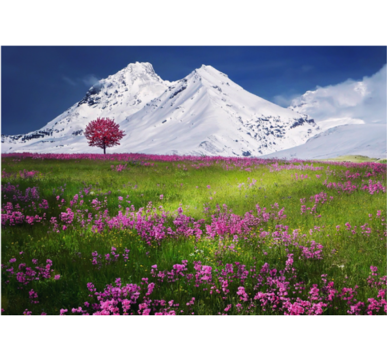 Rollo fenster wohnzimmer blumenlandschaft in den bergen - TenStickers