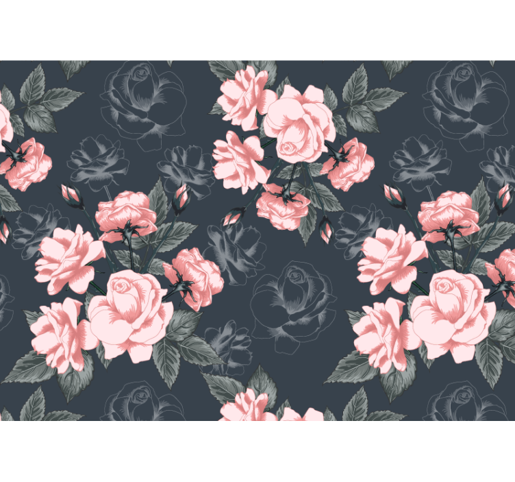 Rollo fenster wohnzimmer mit vintage weißen und rosa rosen - TenStickers