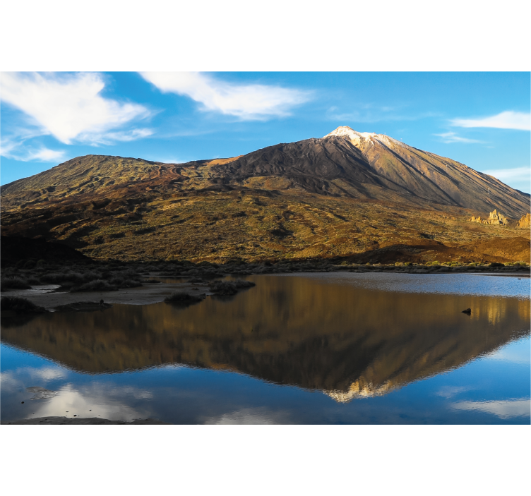 Rollo fenster wohnzimmer teide im wasser reflektiert - TenStickers