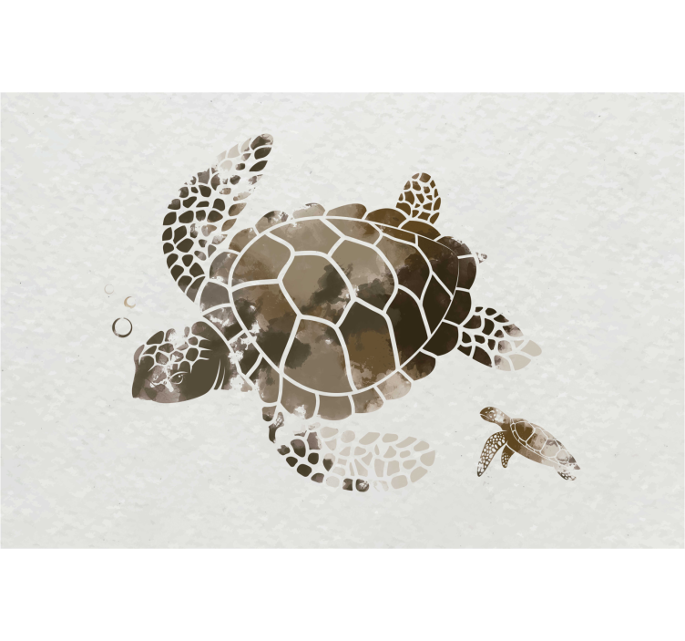 Rollo fenster wohnzimmer mit brauner aquarellschildkröte - TenStickers