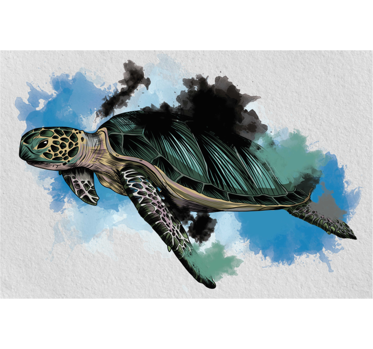 Rollo fenster wohnzimmer mit aquarell schildkröte - TenStickers
