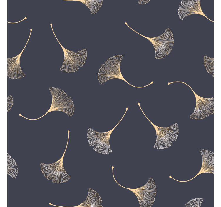 Rollo fenster wohnzimmer ginkgo blatt marine und gold - TenStickers
