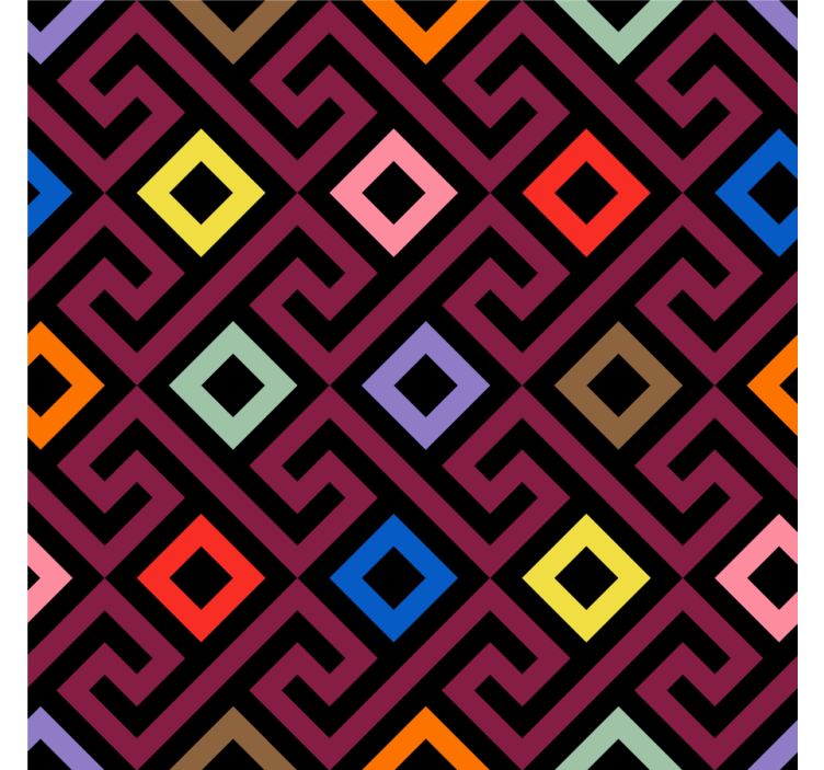 Rollo fenster wohnzimmer bunt geometrisches labyrinthmuster - TenStickers