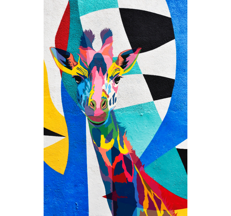 Rollo fenster wohnzimmer bunte giraffe im abstract stil - TenStickers