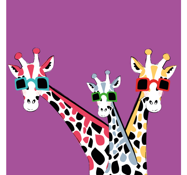 Rollo fenster wohnzimmer mit lustigen sonnenbrillen-giraffen - TenStickers