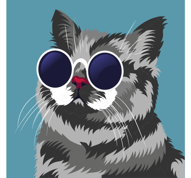 Rollo fenster wohnzimmer mit lustigem graufell-katzenbild - TenStickers