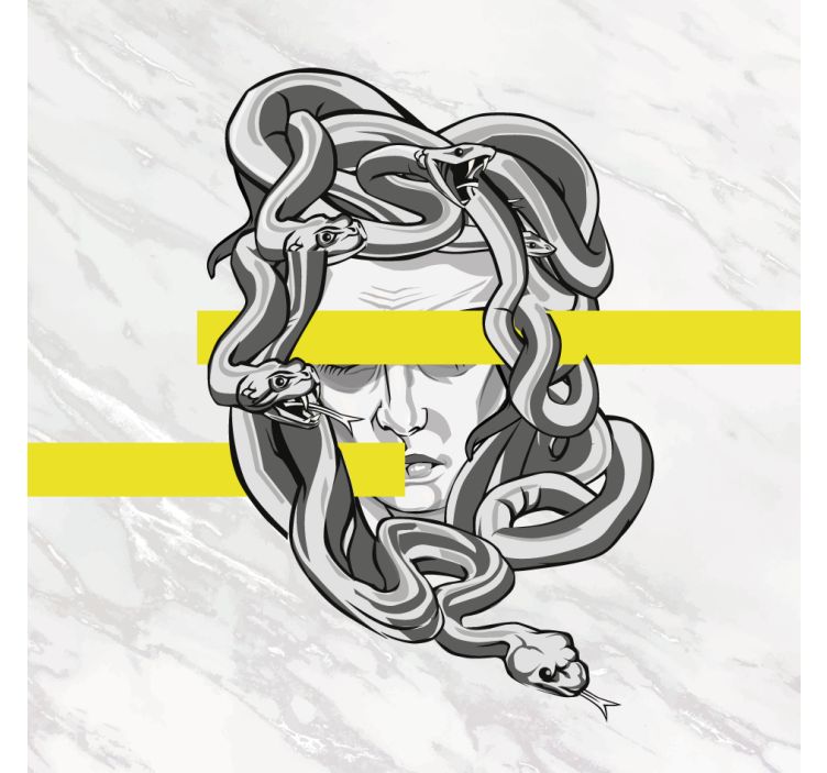 Rollo fenster wohnzimmer weiß medusa mit gelben streifen - TenStickers