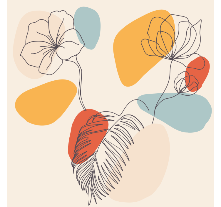 Rollo fenster wohnzimmer mit botanischer wandkunst - TenStickers