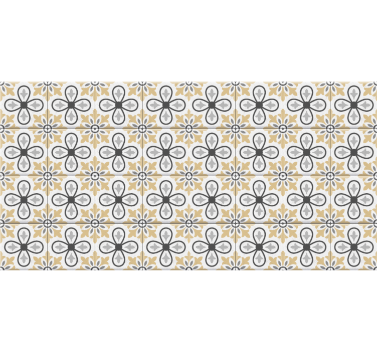 Rollo fenster beige mit retro küchenfliesen - TenStickers