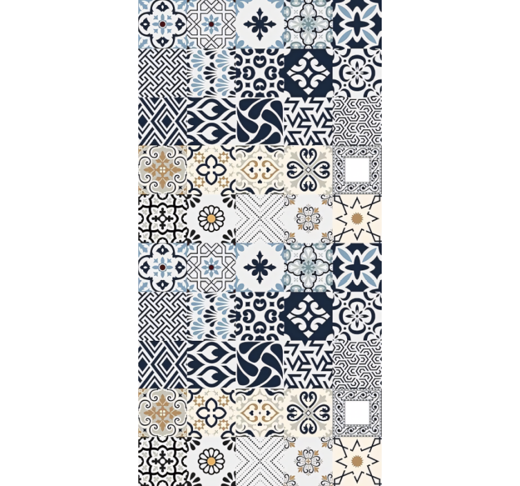 Rollo fenster beige mit blauen fliesen - TenStickers