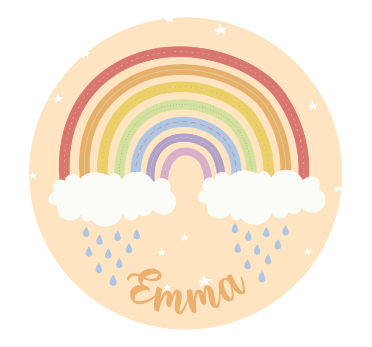 Rollo fenster beige aquarell regenbogen mit namen - TenStickers