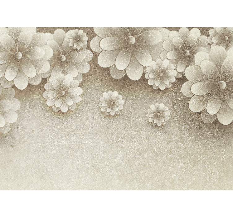 Rollo fenster beige mit 3d blumenmuster grau - TenStickers