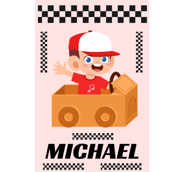 Rollo Fenster mit Namen animiertes rennabenteuer - TenStickers