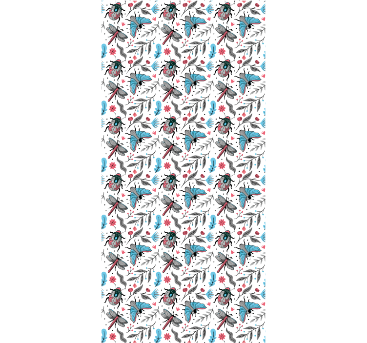 Rollo fenster blumen geflügelte insekten und flora - TenStickers