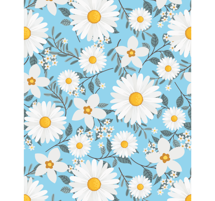 Rollo mit Blumen Blauer Hintergrund des gänseblümchenblumenmuster - TenStickers