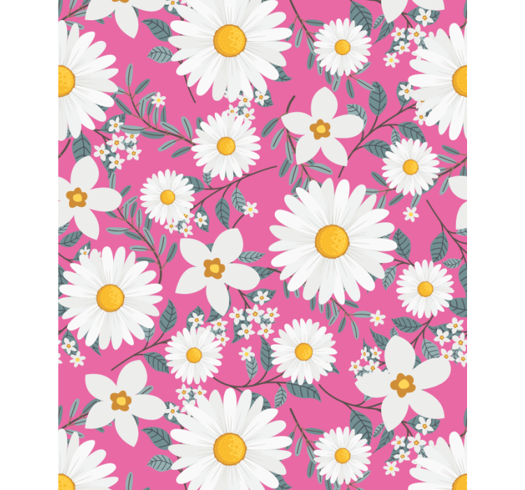 Rollo mit Blumen Gänseblümchen blüht rosa Hintergrund - TenStickers