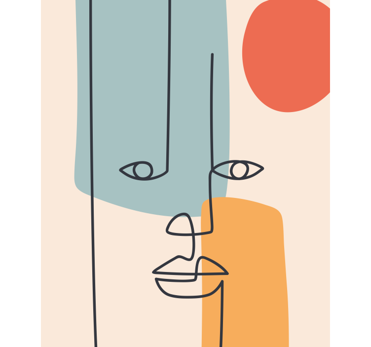 Rollo Fenster Zeichnungen abstrakte gesichtskontur - TenStickers