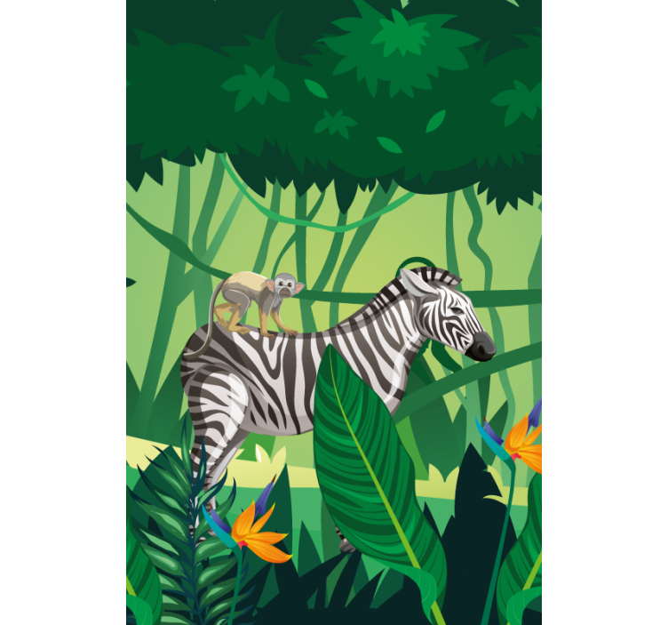 rollo mit mehr Tieren Zebra und affe zusammen - TenStickers
