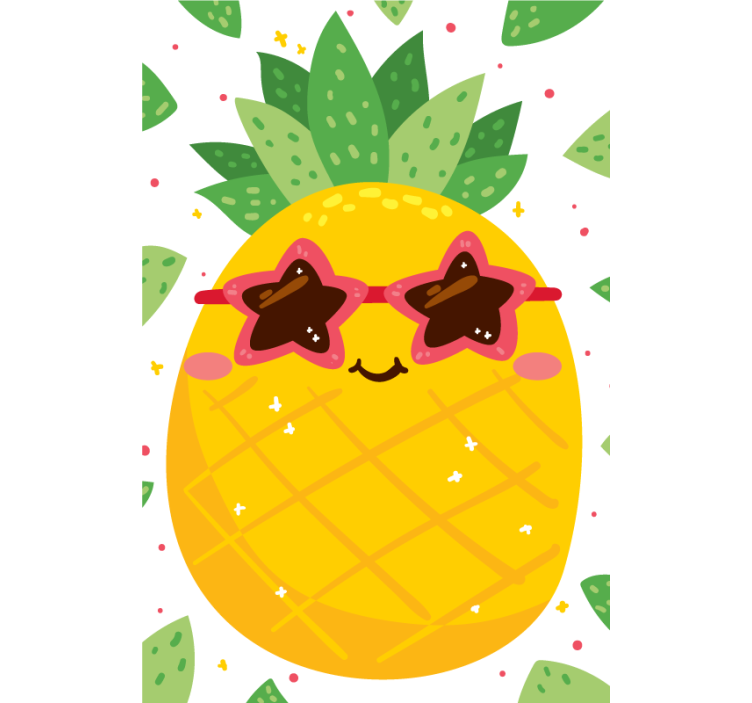 Rollo mit Obst und Gemüse Ananas mit rosa sonnenbrille - TenStickers