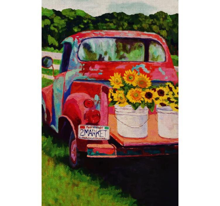 Rollo mit Obst und Gemüse Gezeichneter lkw mit sonnenblumen - TenStickers