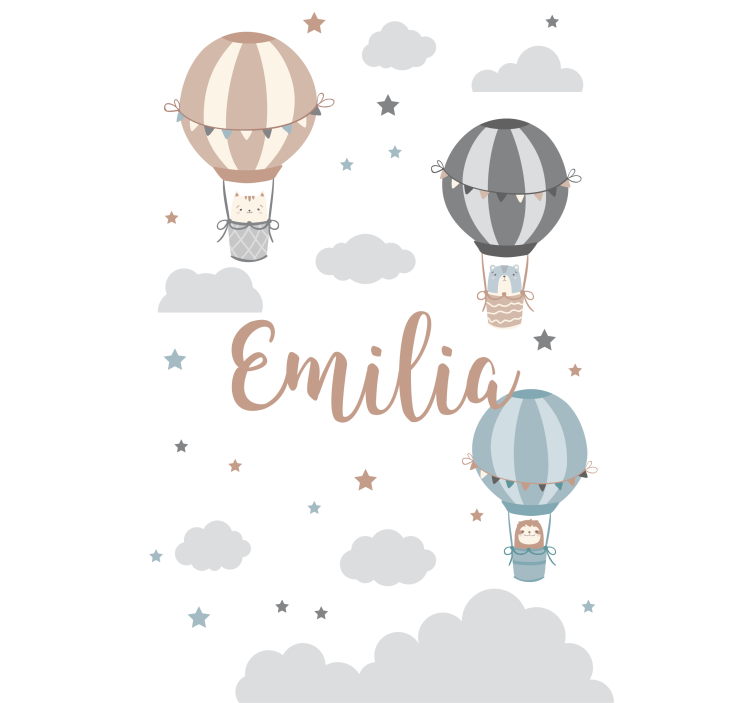 Rollo mit Zeichnungen Pastellfarbene luftballons und wolken - TenStickers