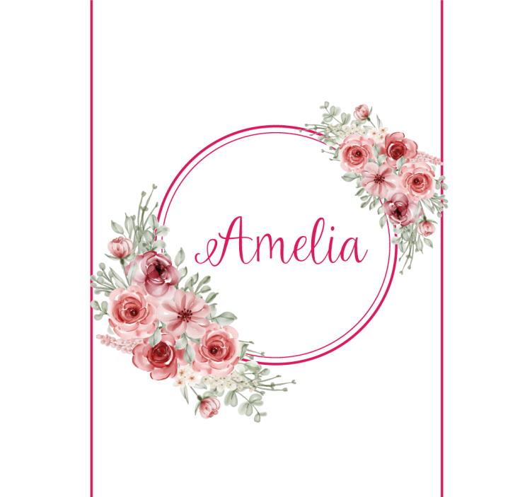 Rollo mit Name Rosa kreis mit blumen und Namen - TenStickers