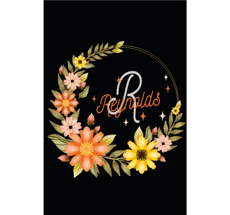 Rollo Fenster Blumen eleganter anfangsbuchstabe und name - TenStickers