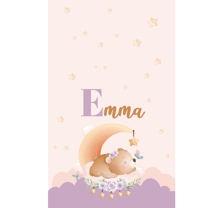 Rollo Fenster Kinderzimmer schlafender bär mit namen - TenStickers