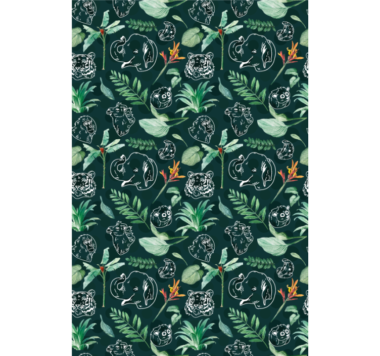 Rollo Fenster Tiere tier skizze blumen - TenStickers