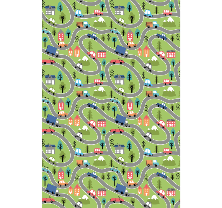 Rollo Fenster Kinderzimmer bunte fahrzeugstraßen - TenStickers