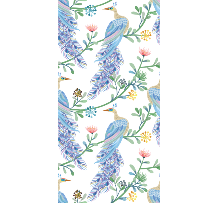 Rollo Fenster Blumen pfau mit blumen - TenStickers