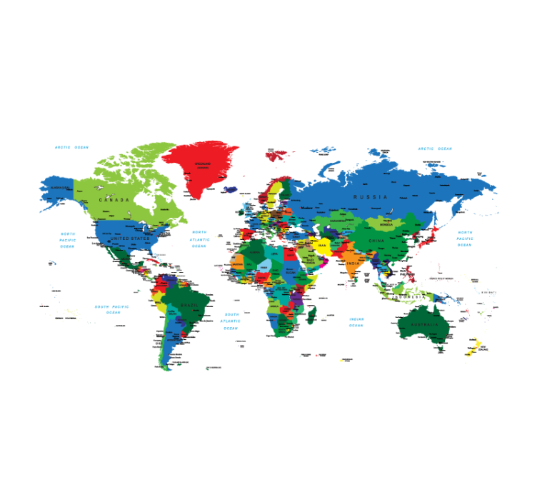 Rollos Weltkarte politische kartographie - TenStickers