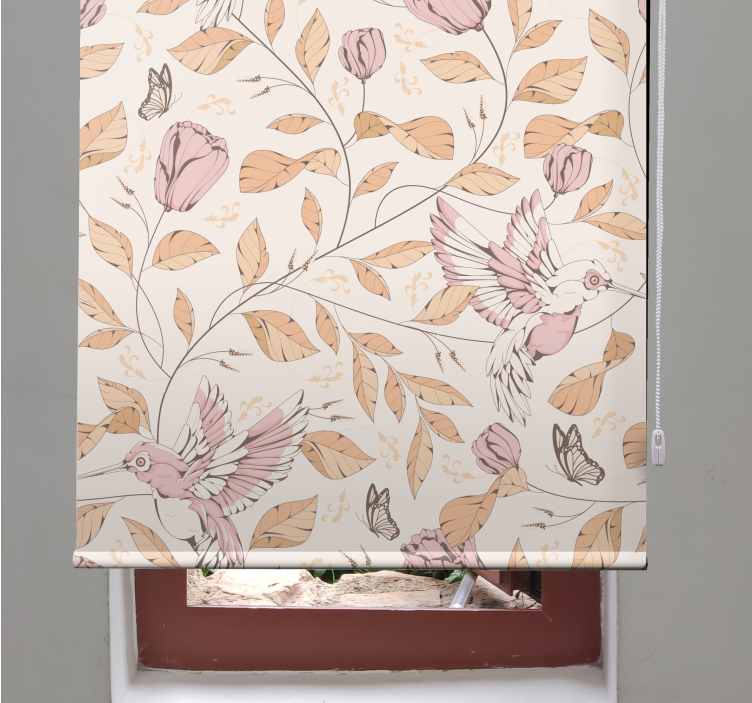 Rollo mit Blumen und Pflanzen Tulpenmuster beige Farben - TenStickers