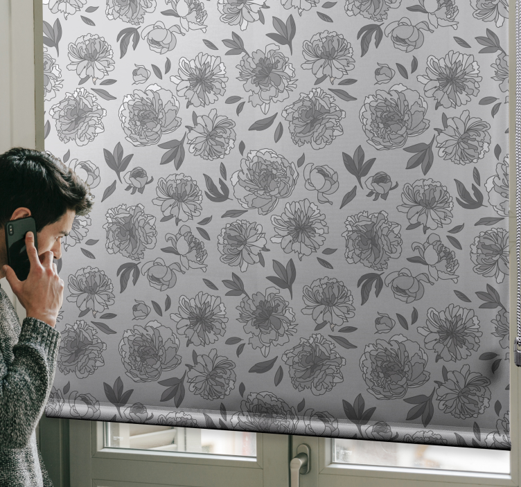 Rollo Fenster Blumen monochromes pfingstrosenmuster - TenStickers