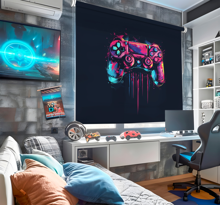 Rollo Fenster Geek blaue und rosafarbene steuerung - TenStickers