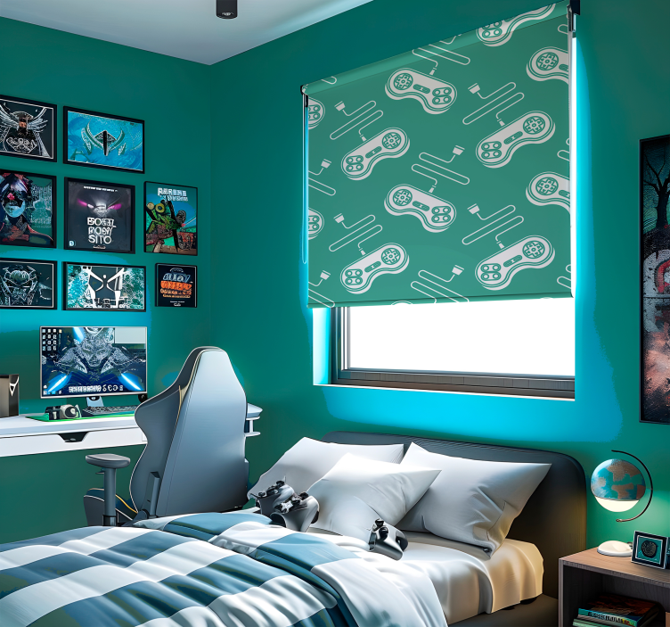 Rollo Fenster Geek retro-weißes bedienmuster - TenStickers