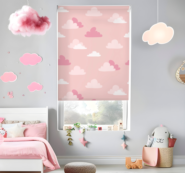 Rollo Fenster Wolken rosa und weißes muster - TenStickers