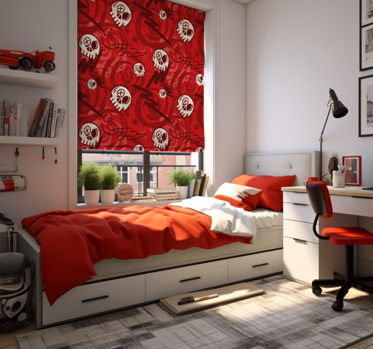 Rollos Jugendliche rotes graffiti mit totenköpfen - TenStickers