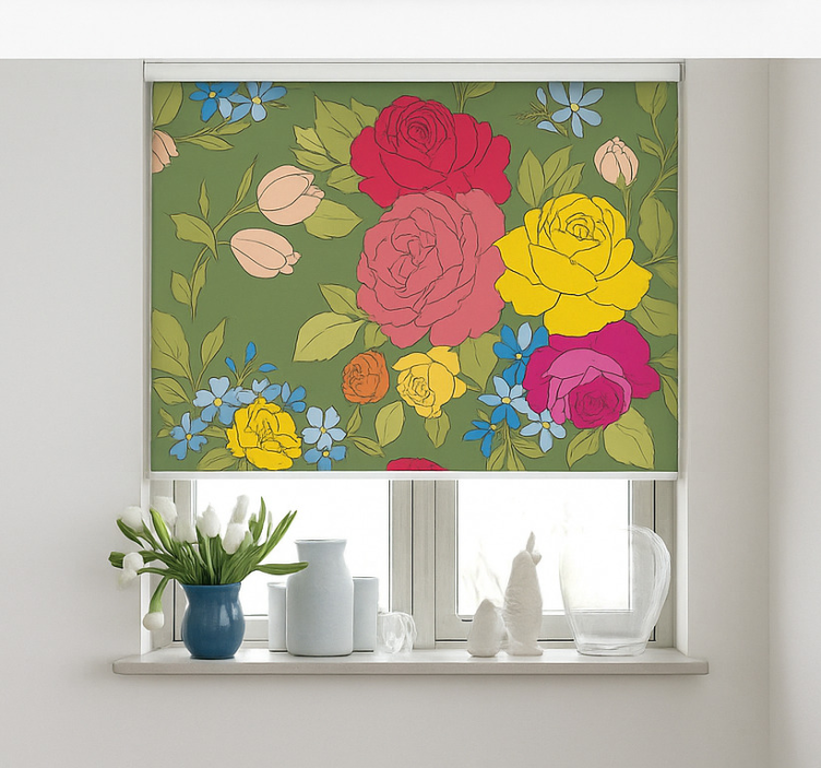 Küchenfenster Rollo florales rosenmuster - TenStickers
