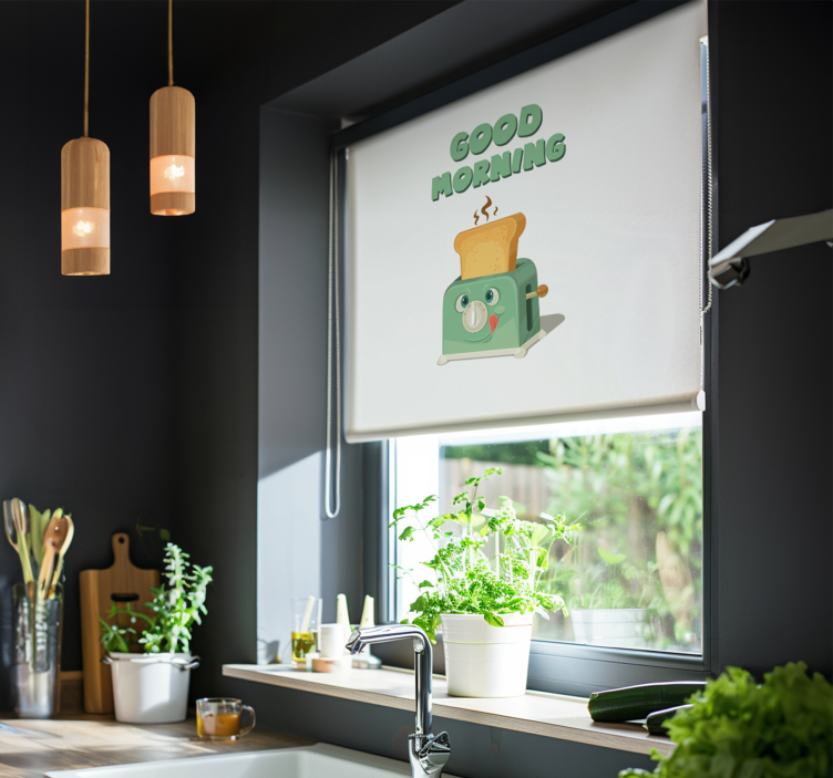 Küchenfenster Rollo guten Morgen mit Toaster - TenStickers