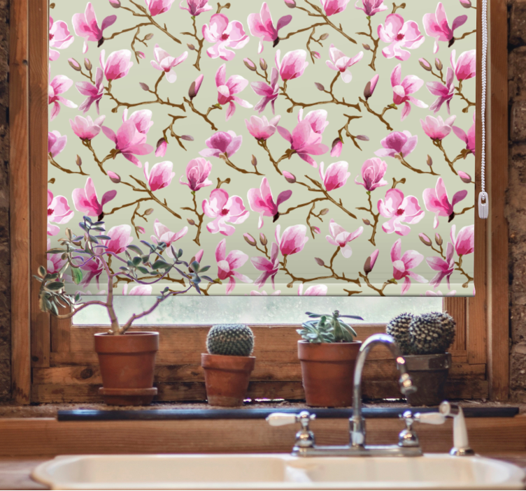Küchenfenster Rollo rosa mangolia-blüte - TenStickers