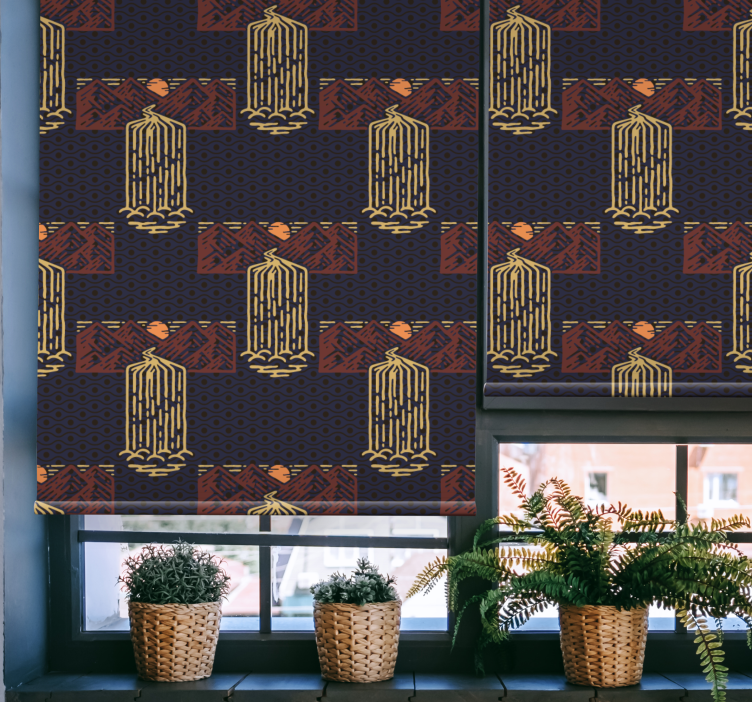 Mehr Vintage Rollo Fenster sonnenuntergang mit wasserfällen - TenStickers