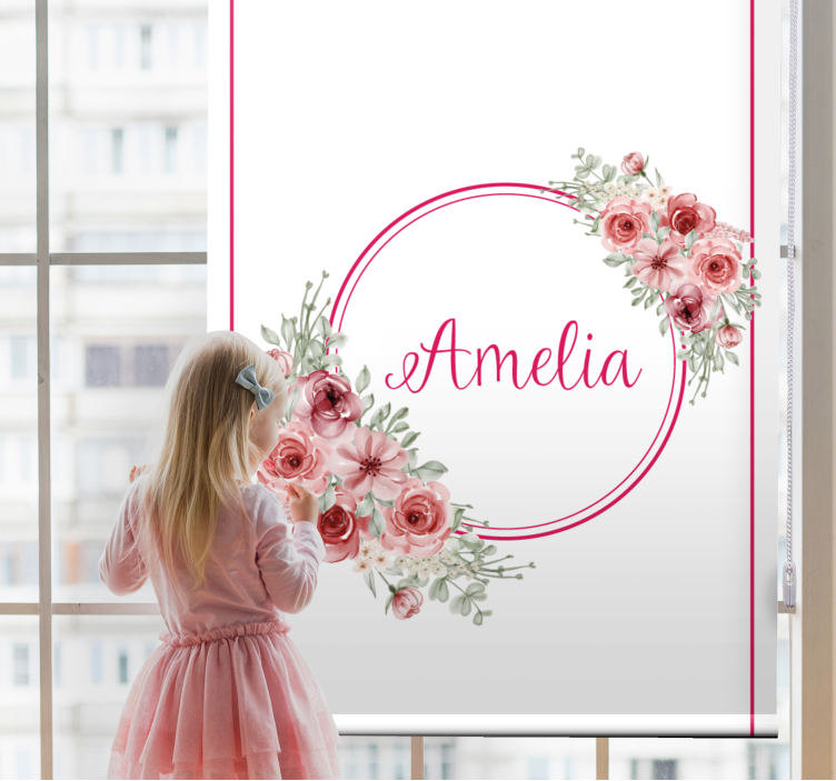 Rollo mit Name Rosa kreis mit blumen und Namen - TenStickers