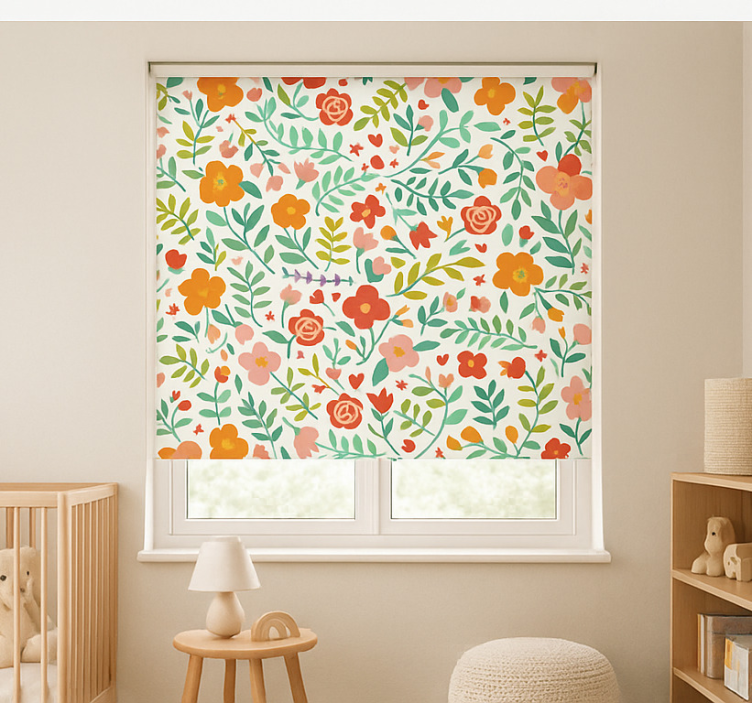 Rollo Fenster Babyzimmer fröhliche stilisierte blumen - TenStickers