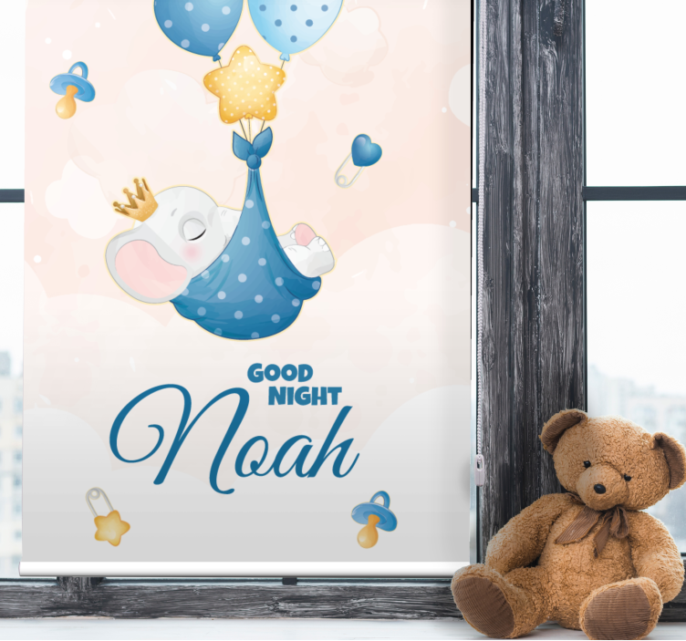 Rollo Fenster Babyzimmer gute nacht elefant mit namen - TenStickers