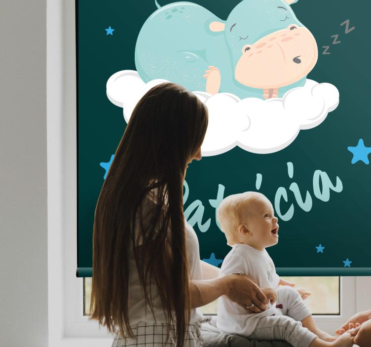 Rollo Fenster Babyzimmer nilpferdtraum mit namen - TenStickers