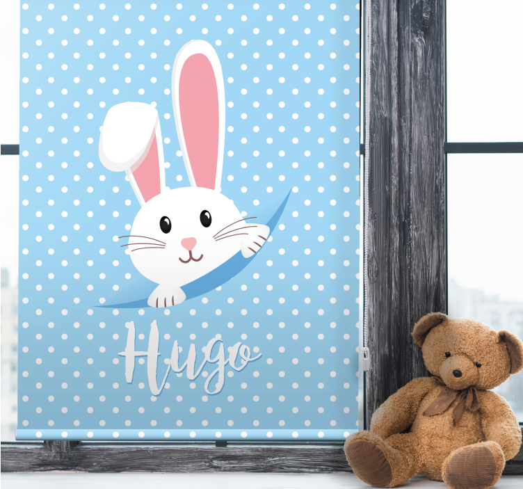 Rollo Fenster Babyzimmer weißer hase mit namen - TenStickers