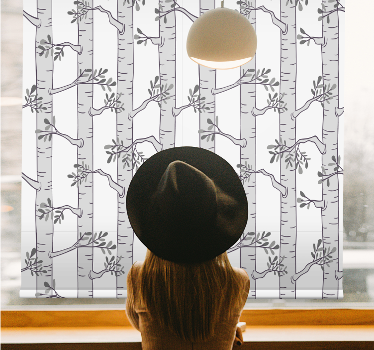 Rollo Fenster Baum minimalistisches graues muster - TenStickers