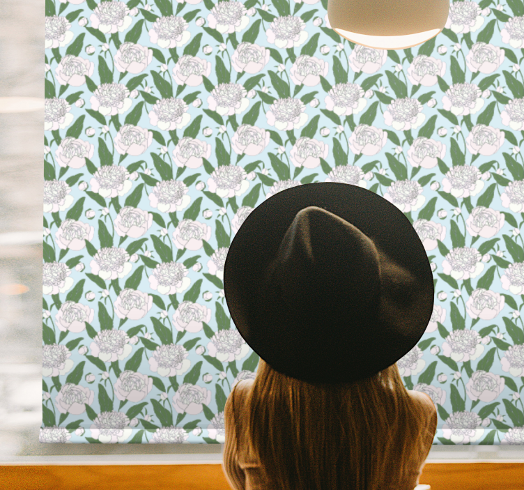 Rollo Fenster Blumen weißes pfingstrosenmuster - TenStickers